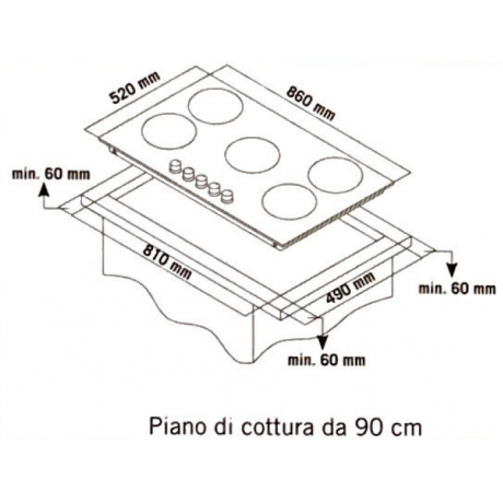 La Germania P90 5C LAG XV GPL Εστία Υγραερίου Αυτόνομη Inox 90cm